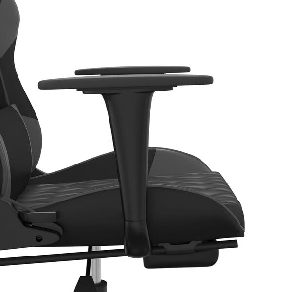 vidaXL Καρέκλα Gaming Μασάζ Υποπόδιο Μαύρο&Γκρι από Συνθετικό Δέρμα