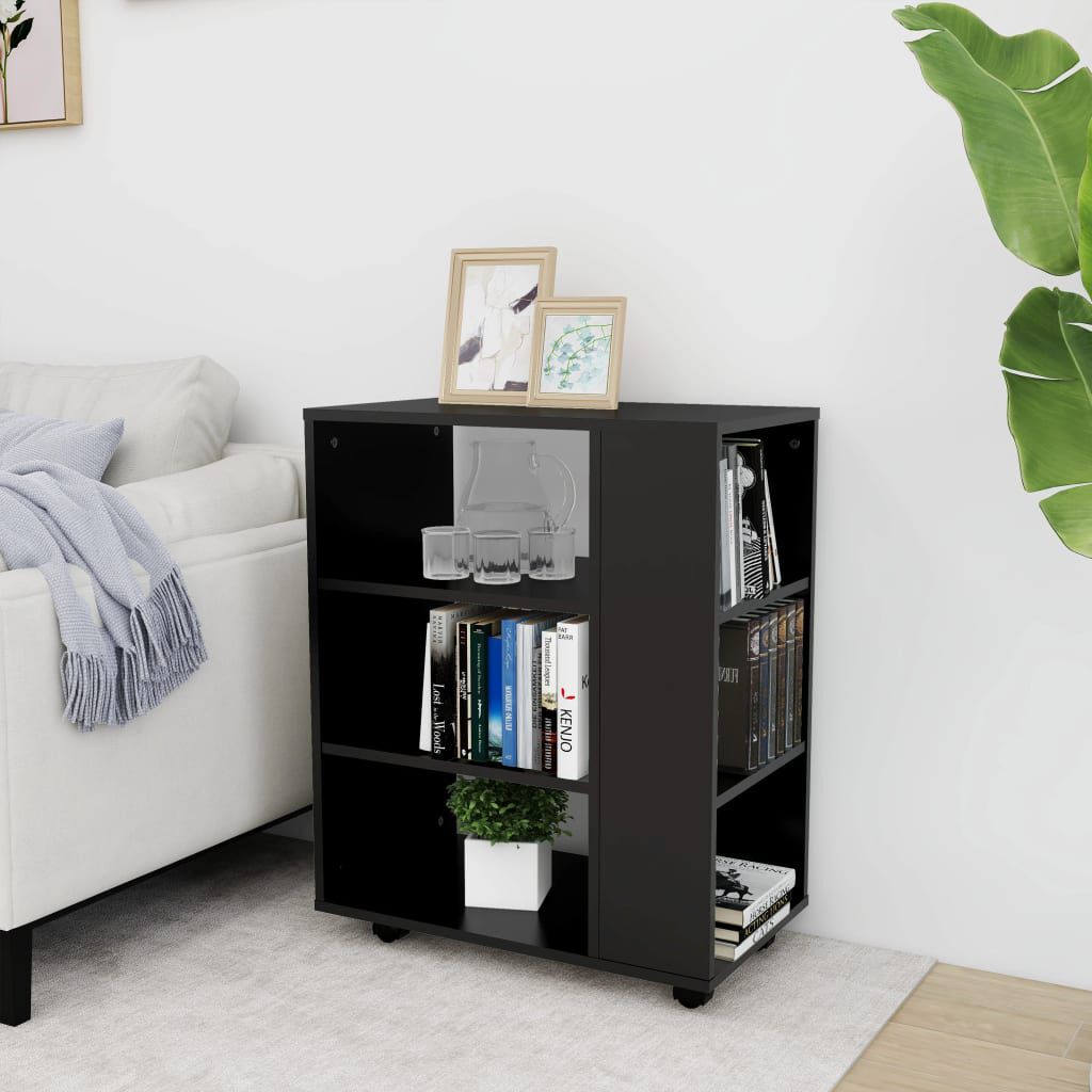 vidaXL Ντουλάπι Τροχήλατο Μαύρο 60 x 35 x 75 εκ. από Επεξ. Ξύλο