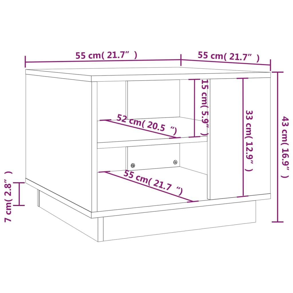 vidaXL Τραπεζάκι Σαλονιού Λευκό 55 x 55 x 43 εκ. από Επεξεργ. Ξύλο