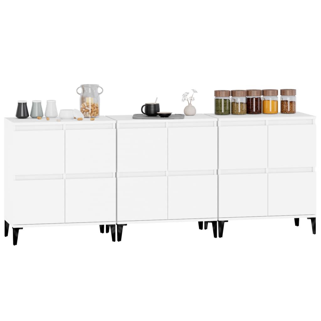 vidaXL Ντουλάπια 3 τεμ. Λευκό 60x35x70 εκ. Επεξεργασμένο Ξύλο