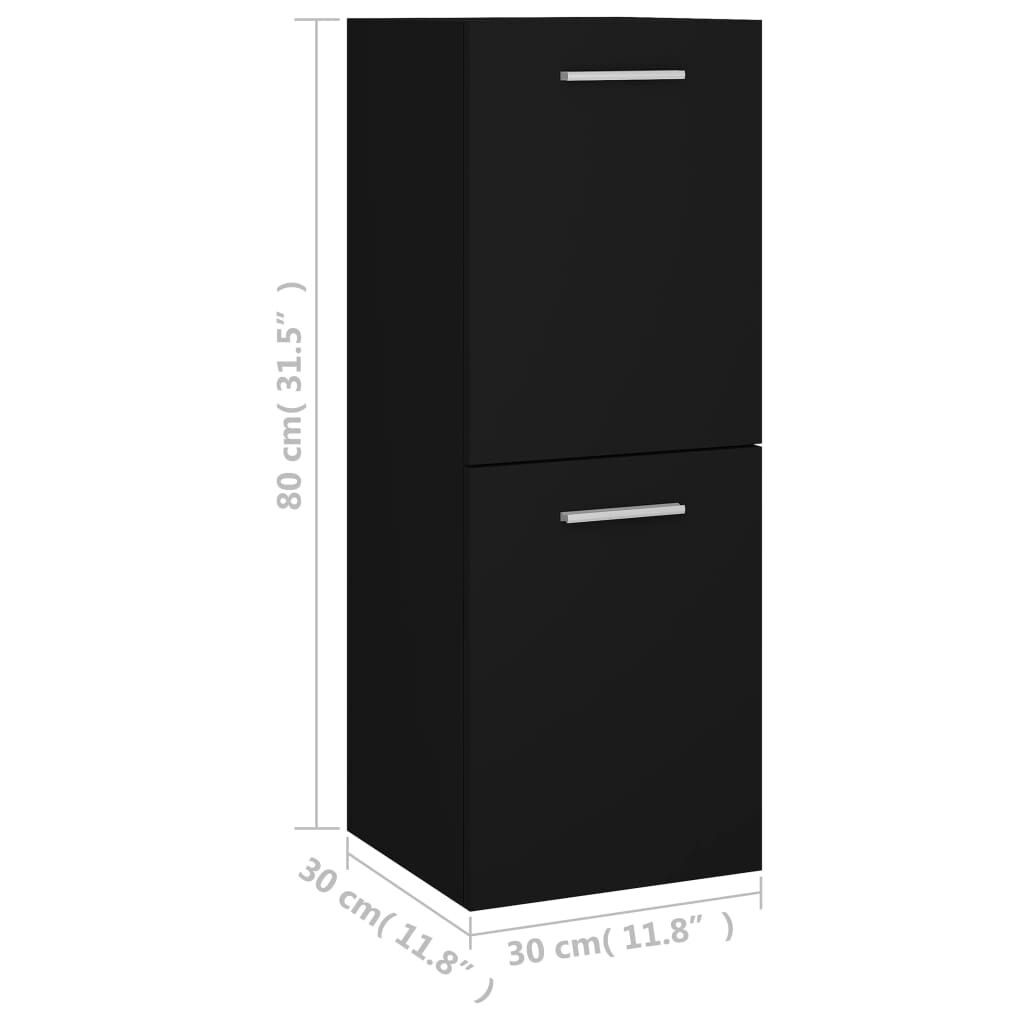 vidaXL Ντουλάπι Μπάνιου Μαύρο 30 x 30 x 80 εκ. από Επεξ. Ξύλο