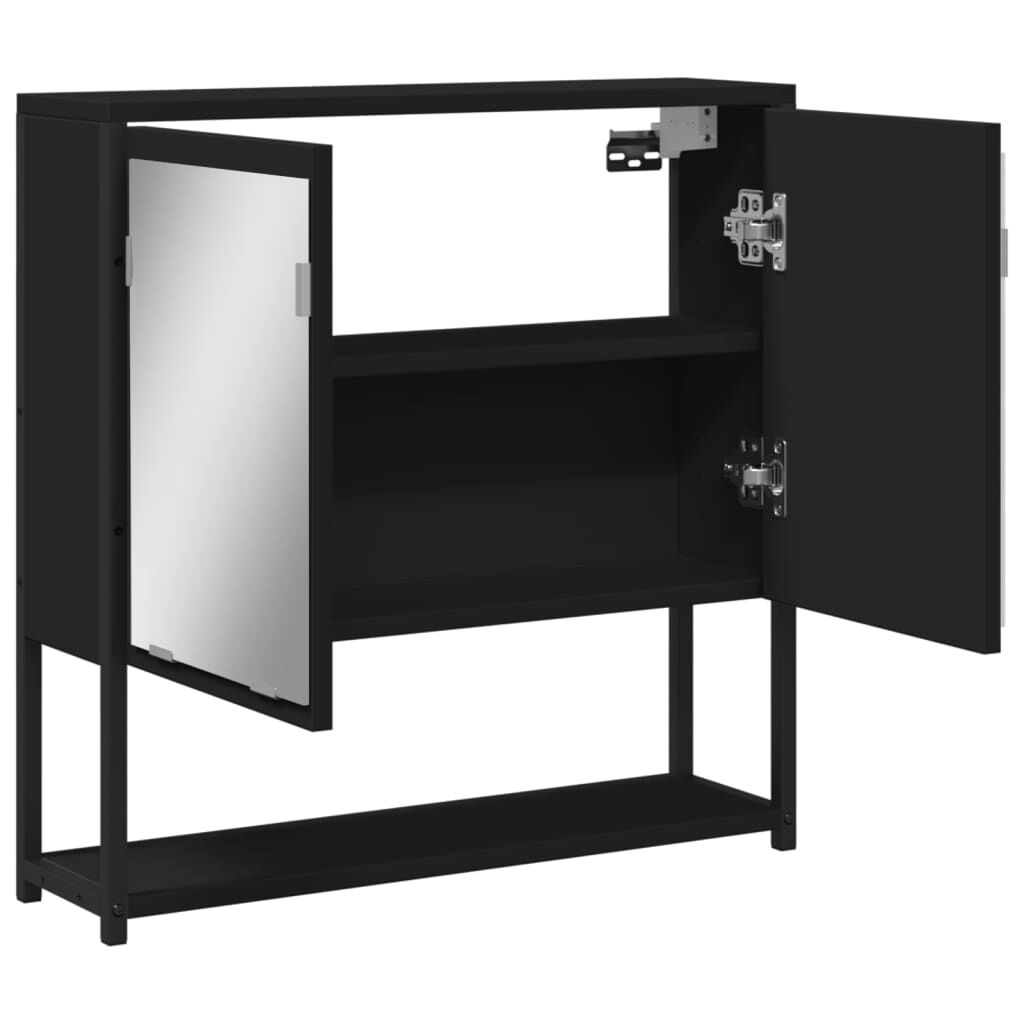vidaXL Καθρέφτης Μπάνιου με Ντουλάπι Μαύρος 60x16x60 εκ. Επεξ. Ξύλο