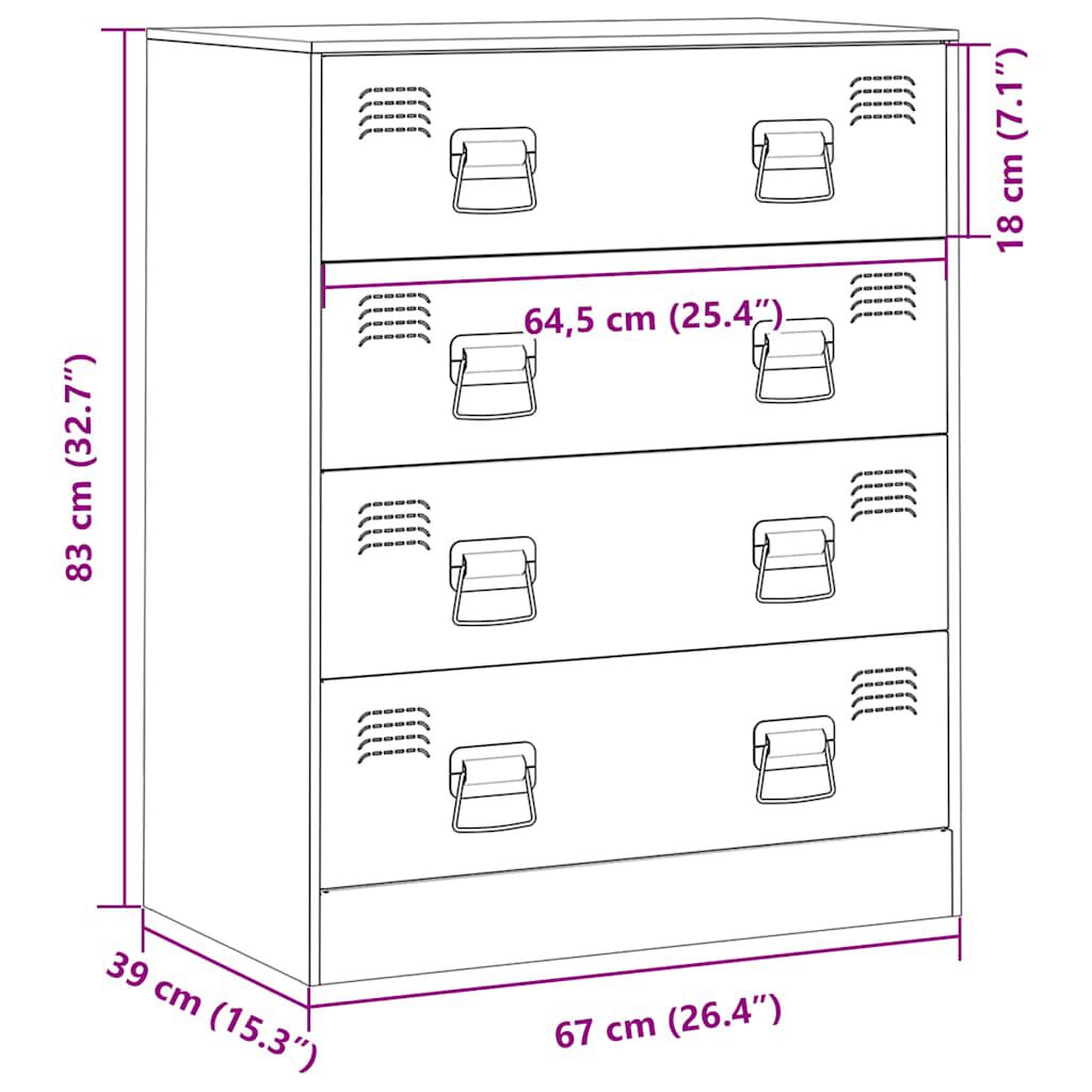vidaXL Ντουλάπι Πράσινο Λαδί 67x39x83 εκ. από Ατσάλι