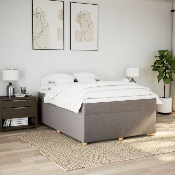 vidaXL &Kappa;&rho;&epsilon;&beta;ά&tau;&iota; Boxspring &mu;&epsilon; &Sigma;&tau;&rho;ώ&mu;&alpha; Taupe 140x190 &epsilon;&kappa;. &Upsilon;&phi;&alpha;&sigma;&mu;ά&tau;&iota;&nu;&omicron;