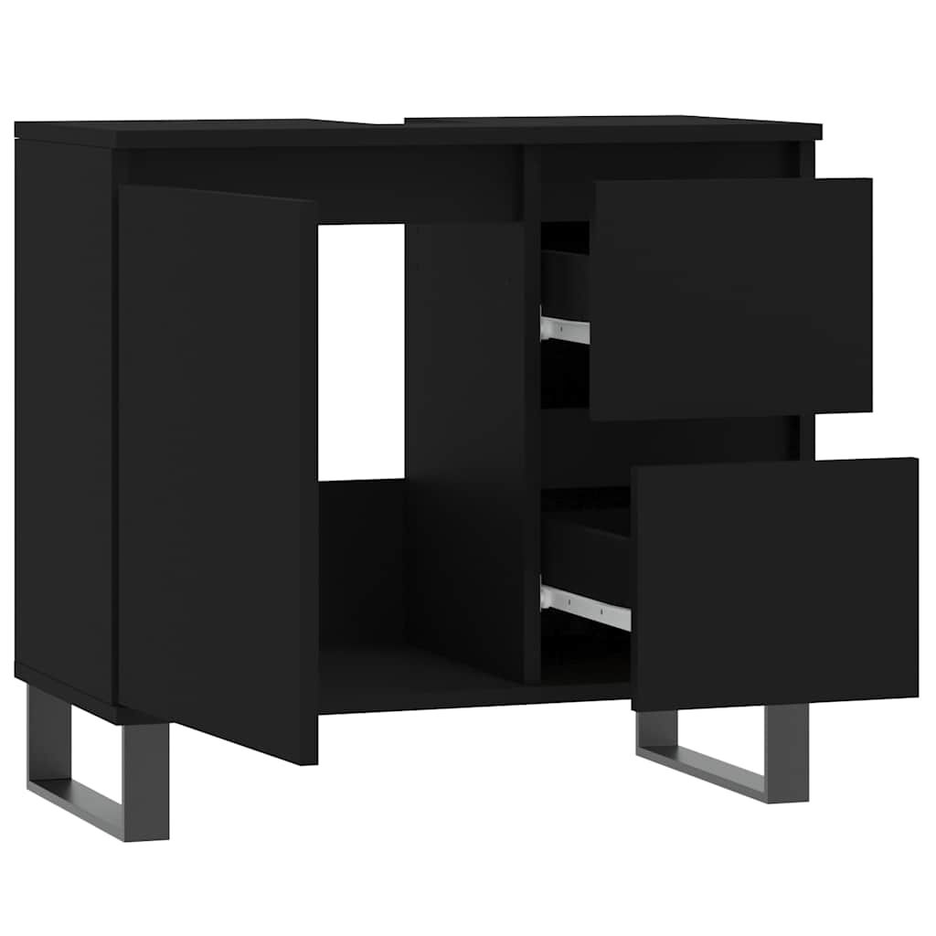 vidaXL Ντουλάπι Μπάνιου Μαύρο 65x33x60 εκ. Επεξεργασμένο Ξύλο
