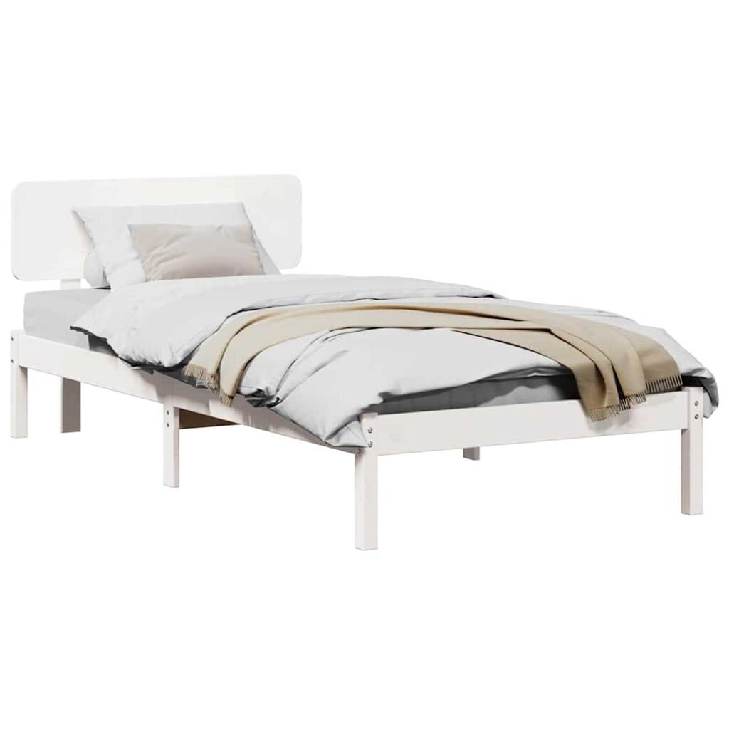vidaXL Σκελετός Κρεβατιού Λευκό 90 x 190 cm Μασίφ ξύλο πεύκου