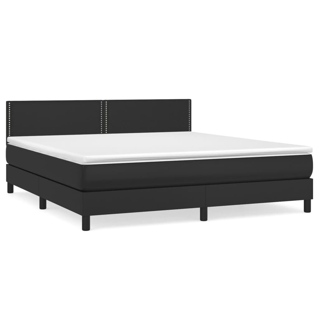 vidaXL Κρεβάτι Boxspring με Στρώμα Μαύρο 180x200εκ.από Συνθετικό Δέρμα