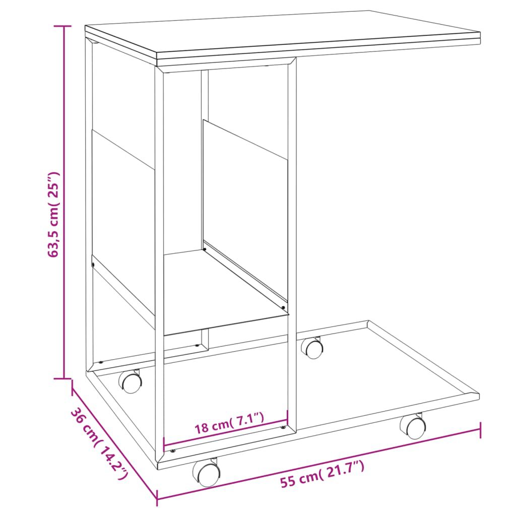 vidaXL Βοηθητικό Τραπέζι με Ρόδες Λευκό 55 x 36 x 63,5 εκ. Επεξ. Ξύλο