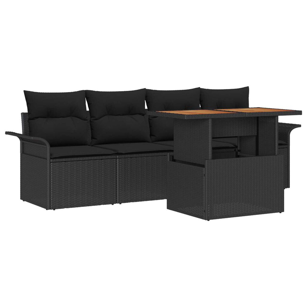 vidaXL Σετ Καναπέ Κήπου με μαξιλάρι 5 pcs Μαύρο 100 x 55 x 73 εκ