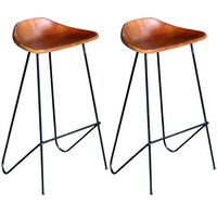 vidaXL Καρέκλες Μπαρ 2 τεμ. Μαύρες και Καφέ από Γνήσιο Δέρμα