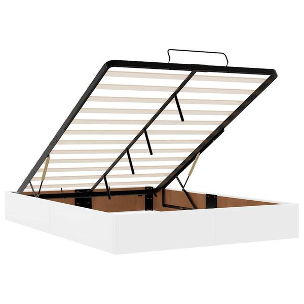 vidaXL Οθωμανικό κρεβάτι με στρώμα & LEDs Λευκό 140x200cm Faux Leather