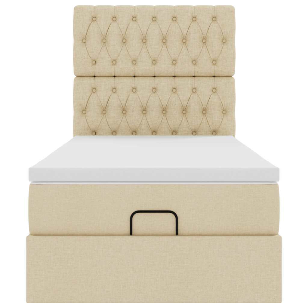 vidaXL Οθωμανικό κρεβάτι με στρώμα Cream 100x200cm ύφασμα