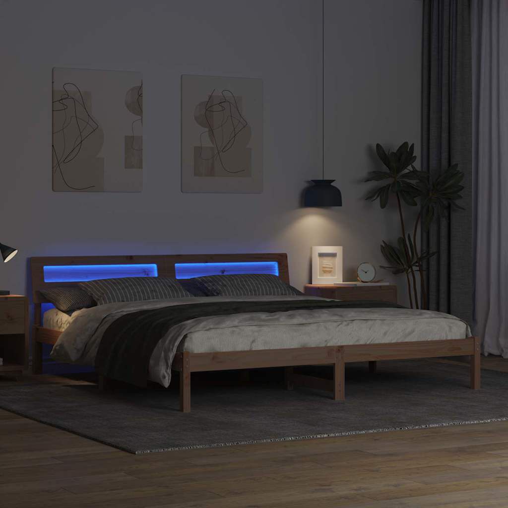 vidaXL Σκελετός Κρεβατιού Καφέ 180 x 200 cm Μασίφ ξύλο πεύκου