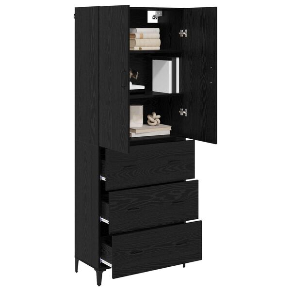 vidaXL Highboard &Mu;&alpha;ύ&rho;&eta; &Omicron;&xi;&upsilon;ά 69,5 x 34 x 180 &epsilon;&kappa;. &Epsilon;&pi;&epsilon;&xi;&epsilon;&rho;&gamma;&alpha;&sigma;&mu;έ&nu;&omicron; &xi;ύ&lambda;&omicron;
