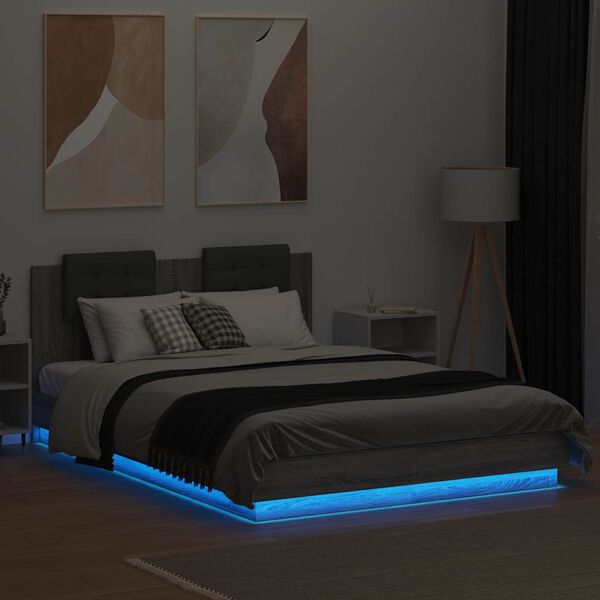 vidaXL &Pi;&lambda;&alpha;ί&sigma;&iota;&omicron; &Kappa;&rho;&epsilon;&beta;&alpha;&tau;&iota;&omicron;ύ &mu;&epsilon; &Kappa;&epsilon;&phi;&alpha;&lambda;ά&rho;&iota; &kappa;&alpha;&iota; LED &Gamma;&kappa;&rho;&iota; sonoma 150 x 200 &epsilon;&kappa;.