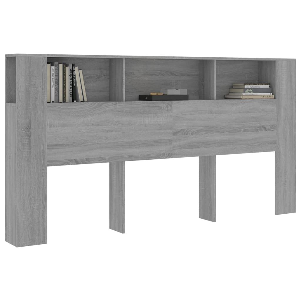vidaXL Κεφαλάρι Με Αποθηκευτικό Χώρο Γκρι Sonoma 200x18,5x104,5 εκ.