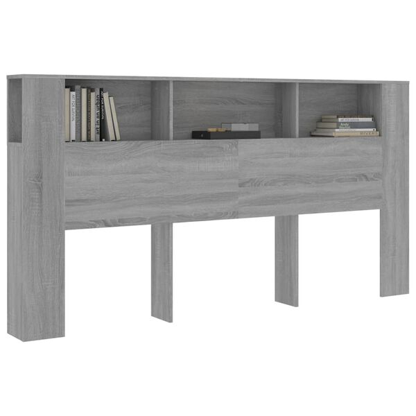 vidaXL Κεφαλάρι Με Αποθηκευτικό Χώρο Γκρι Sonoma 200x18,5x104,5 εκ.