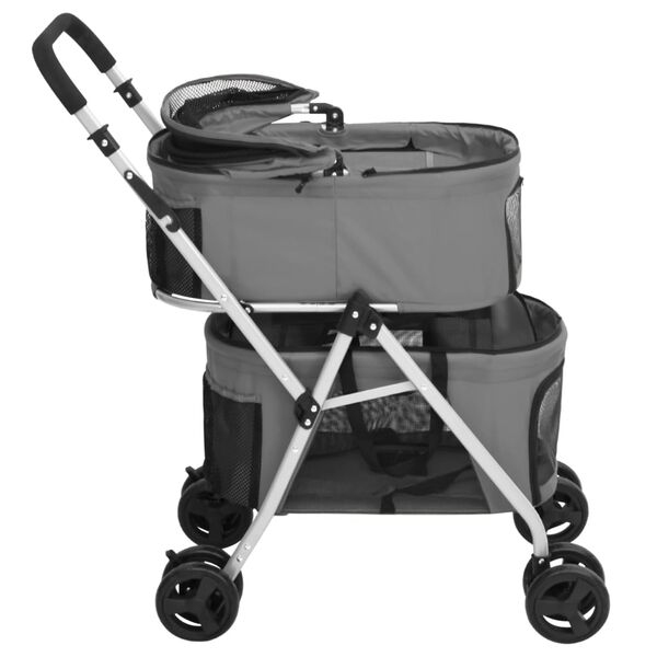 vidaXL Καρότσι Σκύλου Πτυσσόμενο Γκρι 83 x 48 x 97 εκ. Ύφασμα Oxford