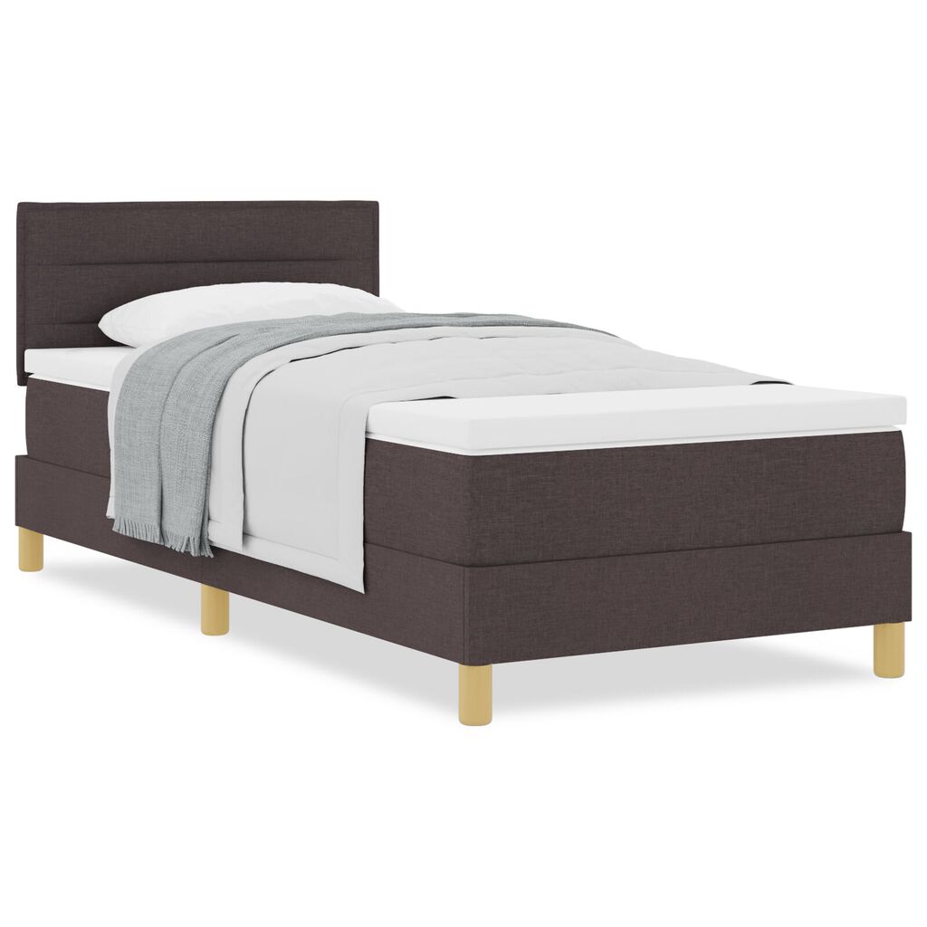 vidaXL Κρεβάτι Box Spring με Στρώμα Σκούρο Καφέ 80x200 εκ. Ύφασμα