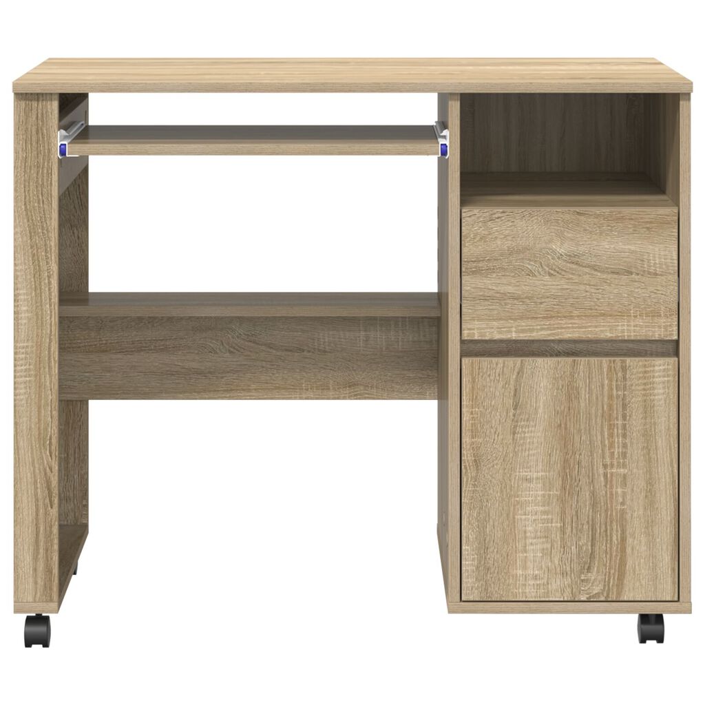 vidaXL Γραφείο με Ρόδες με συρτάρι Sonoma Δρυς 91 x 50 x 77 εκ.