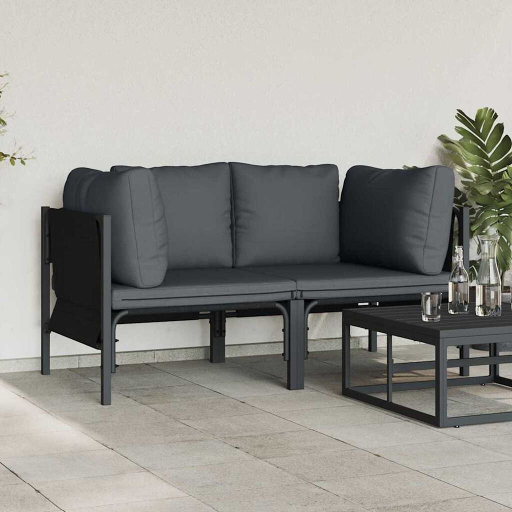 vidaXL Εξωτερικά Έπιπλα με μαξιλάρι με μαξιλάρι 2 pcs Ανθρακί Ατσάλι