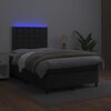 vidaXL Κρεβάτι Boxspring με Στρώμα & LED Μαύρο 120x200 εκ. Συνθ. Δέρμα