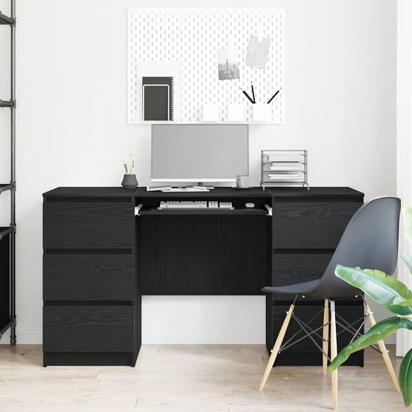 vidaXL Γραφείο Μαύρη δρυς 140 x 50 x 76 εκ. Επεξεργασμένο ξύλο