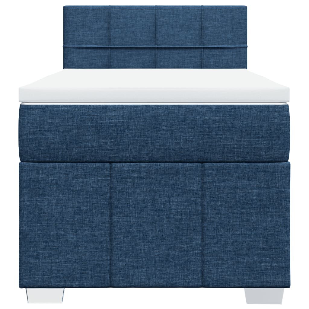 vidaXL Κρεβάτι Boxspring με Στρώμα Μπλε 90x190 εκ.Υφασμάτινο