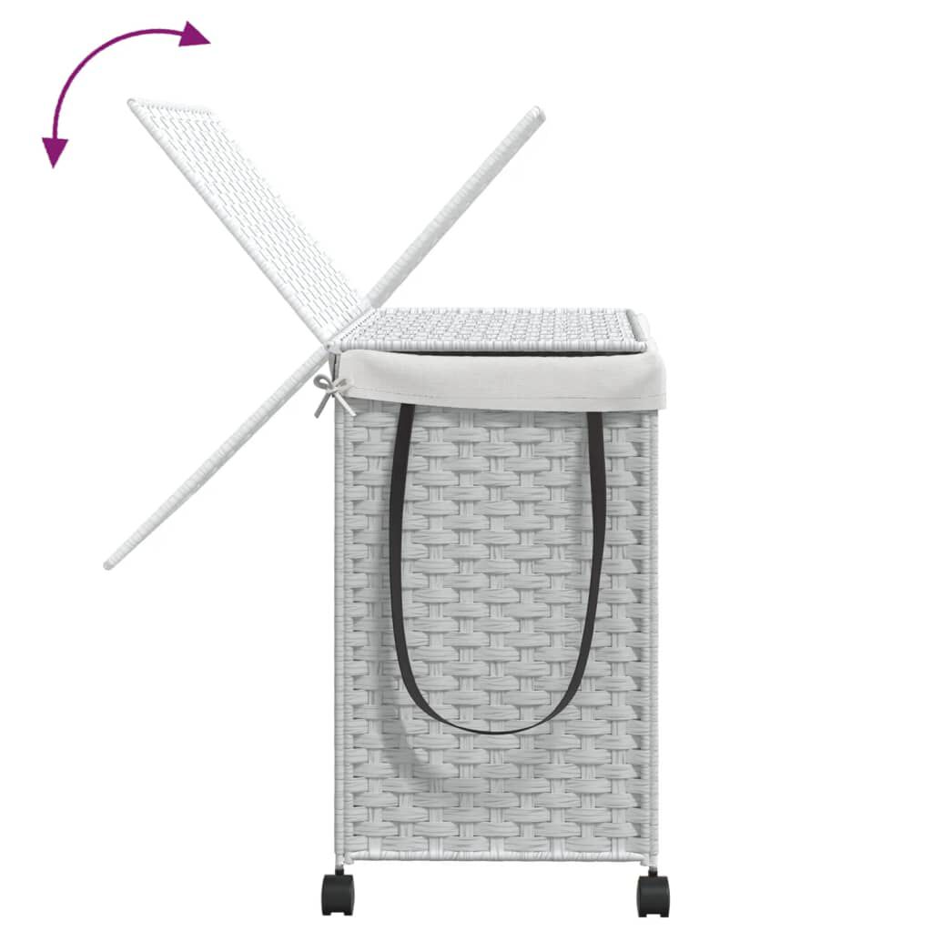vidaXL Καλάθι Άπλυτων με Τροχούς Λευκό 60x35x60,5 εκ. από Ρατάν