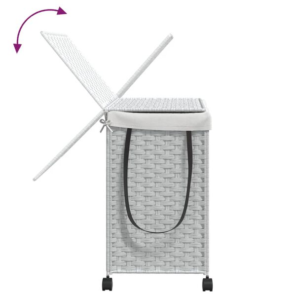 vidaXL Καλάθι Άπλυτων με Τροχούς Λευκό 60x35x60,5 εκ. από Ρατάν