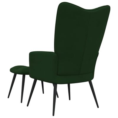 vidaXL Πολυθρόνα Relax Σκούρο Πράσινο Βελούδινη με Σκαμπό