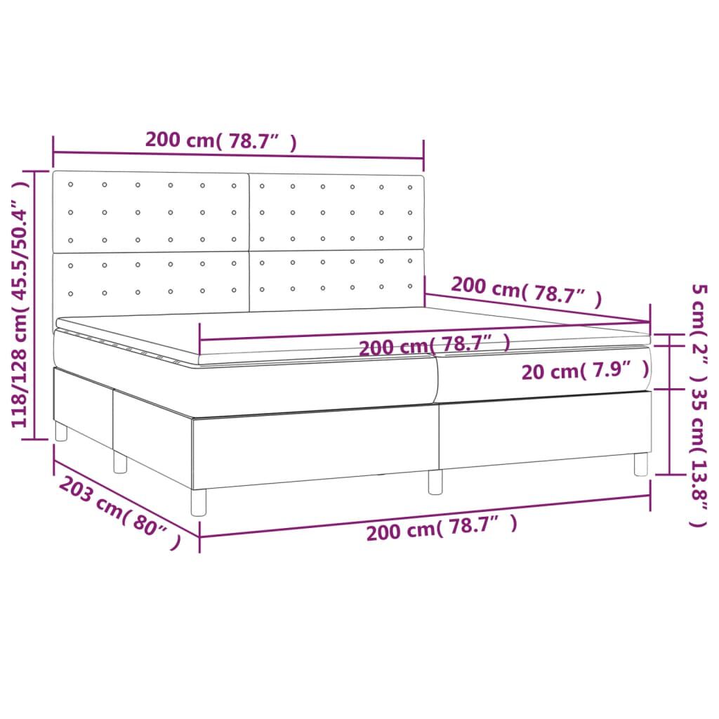 vidaXL Κρεβάτι Boxspring με Στρώμα Μαύρο 200x200 εκ. Βελούδινο
