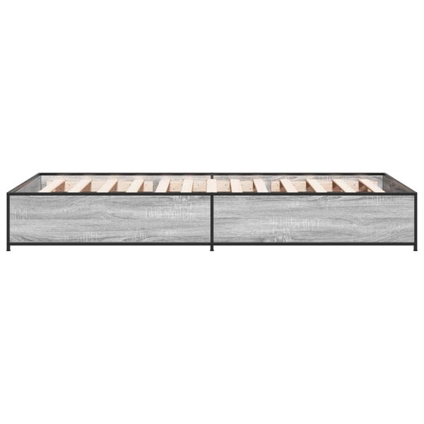 vidaXL Πλαίσιο Κρεβατιού Γκρι Sonoma 90 x 190 εκ. Επεξ. Ξύλο & Μέταλλο