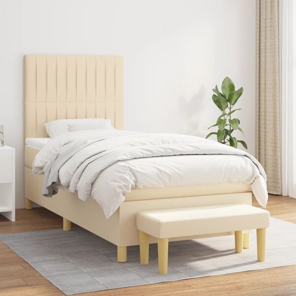 vidaXL &Kappa;&rho;&epsilon;&beta;ά&tau;&iota; Boxspring &mu;&epsilon; &Sigma;&tau;&rho;ώ&mu;&alpha; &Kappa;&rho;&epsilon;&mu; 90x200 &epsilon;&kappa;.&Upsilon;&phi;&alpha;&sigma;&mu;ά&tau;&iota;&nu;&omicron;