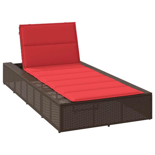 vidaXL Ξαπλώστρα με πλωτό μαξιλάρι Brown Poly Rattan