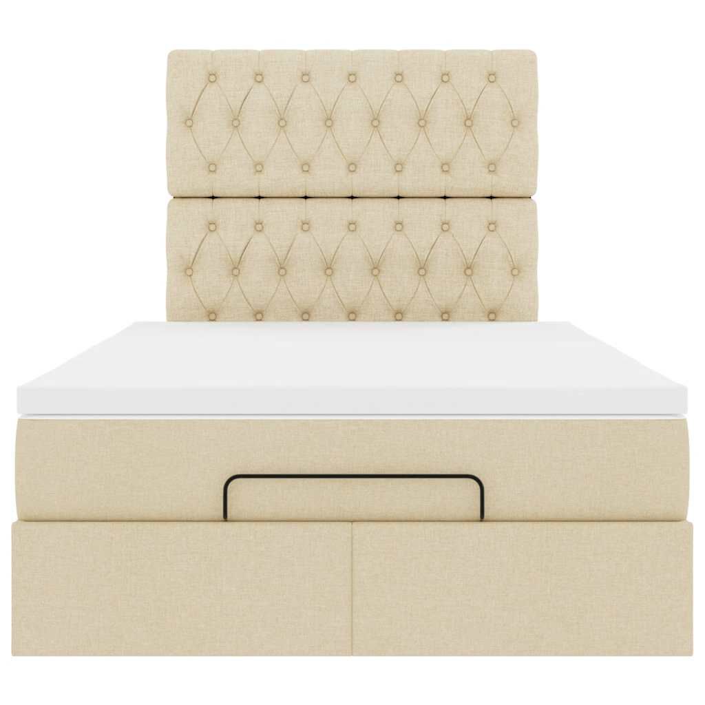 vidaXL Οθωμανικό κρεβάτι με στρώμα Cream 120x200cm ύφασμα