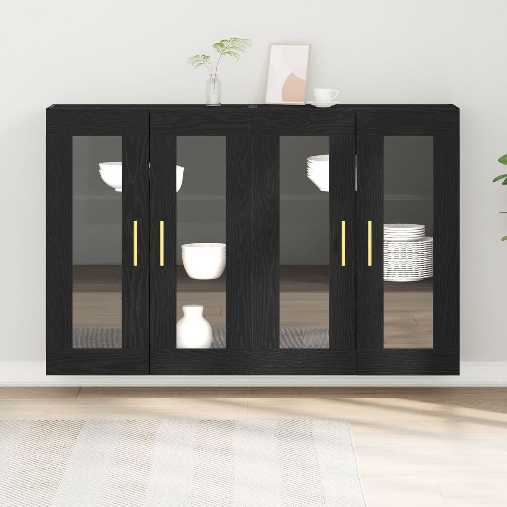 vidaXL Τοίχου Ντουλάπες 2 τεμ Μαύρη Δρυς 69,5x34x90 εκ Επεξεργασμένο Ξύλο