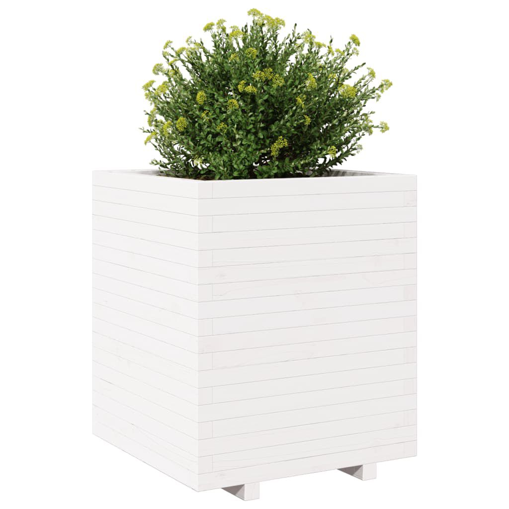 vidaXL Ζαρντινιέρα Κήπου Λευκή 60x60x72,5 εκ. από Μασίφ Ξύλο Πεύκου