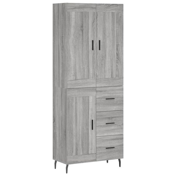vidaXL Ντουλάπι Γκρι Sonoma 69,5 x 34 x 180 εκ. Επεξεργασμένο Ξύλο