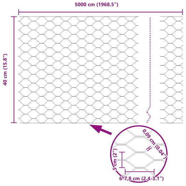 vidaXL Εξαγωνικός Φράκτης Πράσινος 0.4x50 μ Χάλυβας