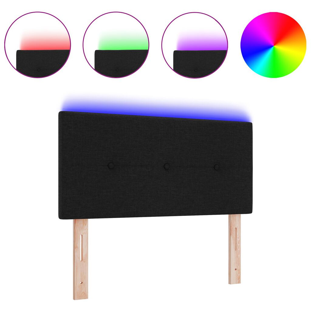 vidaXL LED Κεφαλάρι με φώτα λωρίδας LED με κεφαλάρι Μαύρο 80 cm ύφασμα