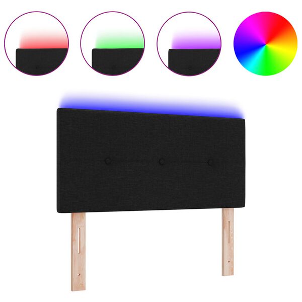 vidaXL LED Κεφαλάρι με φώτα λωρίδας LED με κεφαλάρι Μαύρο 80 cm ύφασμα