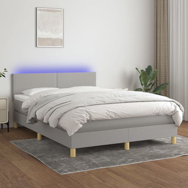 vidaXL &Kappa;&rho;&epsilon;&beta;ά&tau;&iota; Boxspring &mu;&epsilon; &Sigma;&tau;&rho;ώ&mu;&alpha; & LED &Alpha;&nu;.&Gamma;&kappa;&rho;&iota; 140x190&epsilon;&kappa;. &Upsilon;&phi;&alpha;&sigma;&mu;ά&tau;&iota;&nu;&omicron;