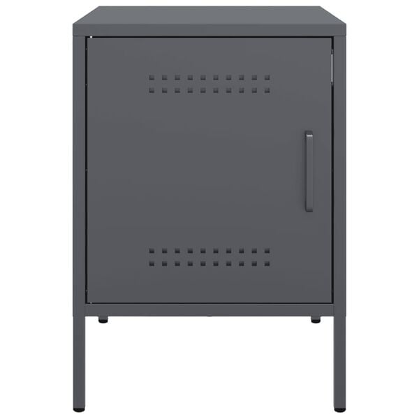 vidaXL Κομοδίνο Ανθρακί 36x39x50,5 εκ. από Χάλυβα