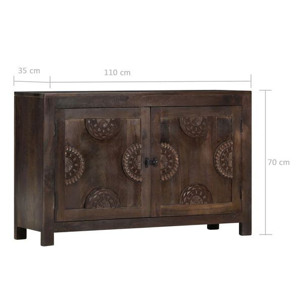 vidaXL Ντουλάπι με Σκαλιστό Σχέδιο 110x35x70 εκ. από Μασίφ Ξύλο Μάνγκο