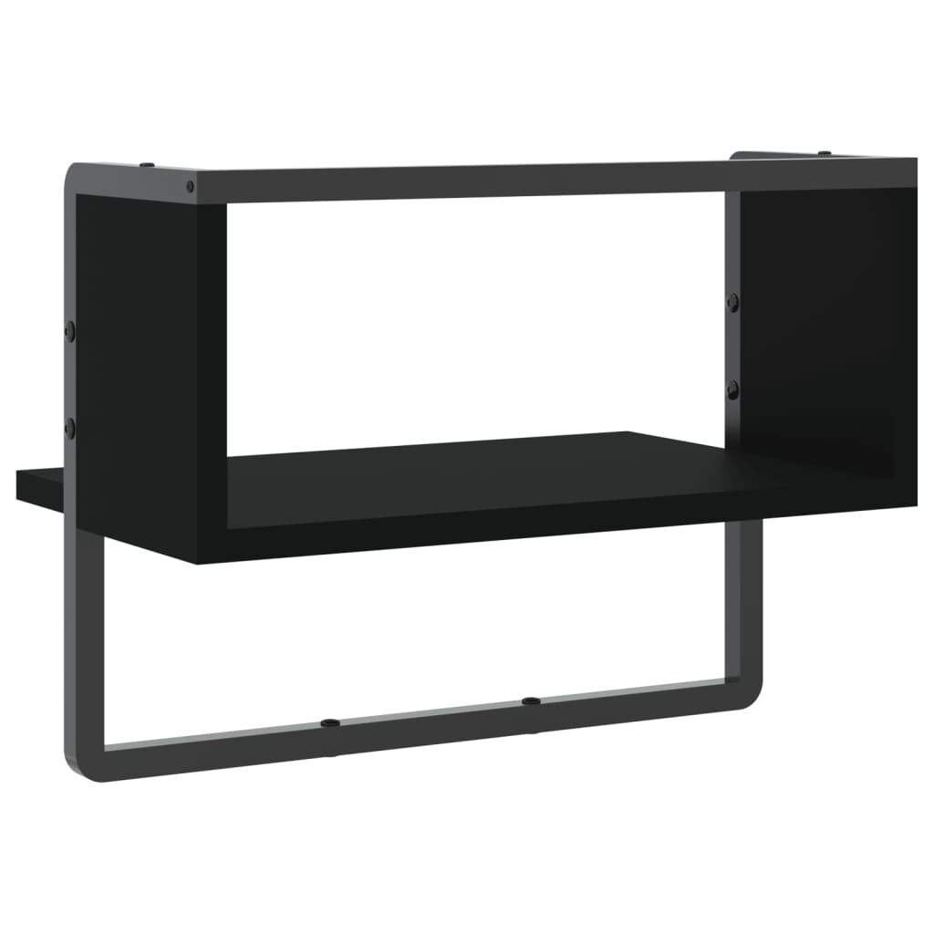 vidaXL Ράφι Τοίχου με Μπάρα Μαύρο 40x25x30 εκ.