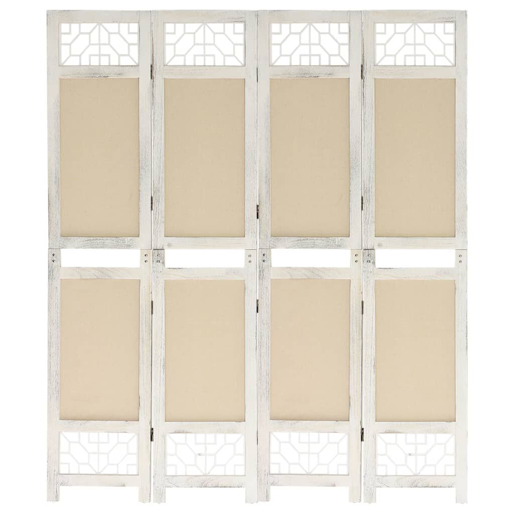 vidaXL Διαχωριστικό Δωματίου με 4 Πάνελ Κρεμ 140 x 165 εκ. Υφασμάτινο