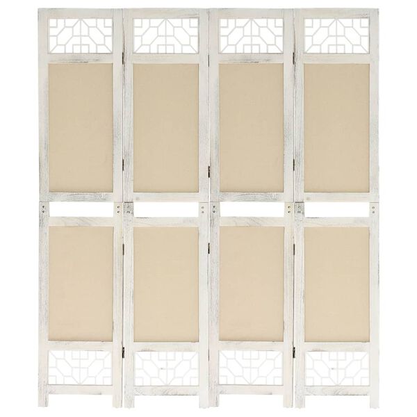 vidaXL Διαχωριστικό Δωματίου με 4 Πάνελ Κρεμ 140 x 165 εκ. Υφασμάτινο
