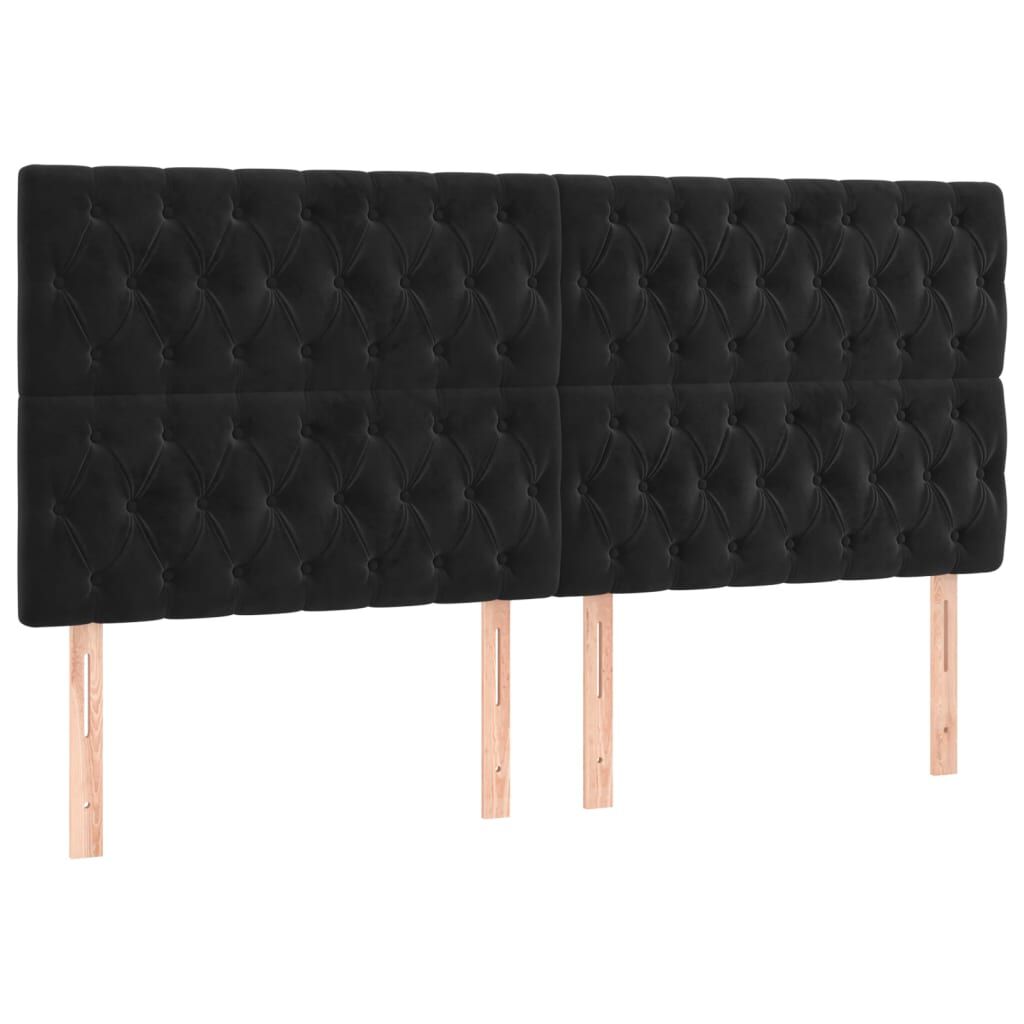vidaXL Κρεβάτι Boxspring με Στρώμα & LED Μαύρο 200x200 εκ. Βελούδινο
