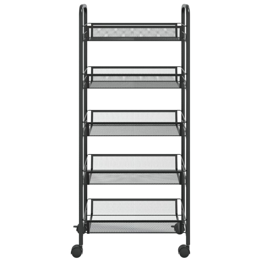 vidaXL Τρόλεϊ Κουζίνας 5 Επιπέδων Μαύρο 46 x 26 x 105 εκ. Σιδερένιο